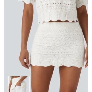 HALARA white crochet/knit sweater skirt